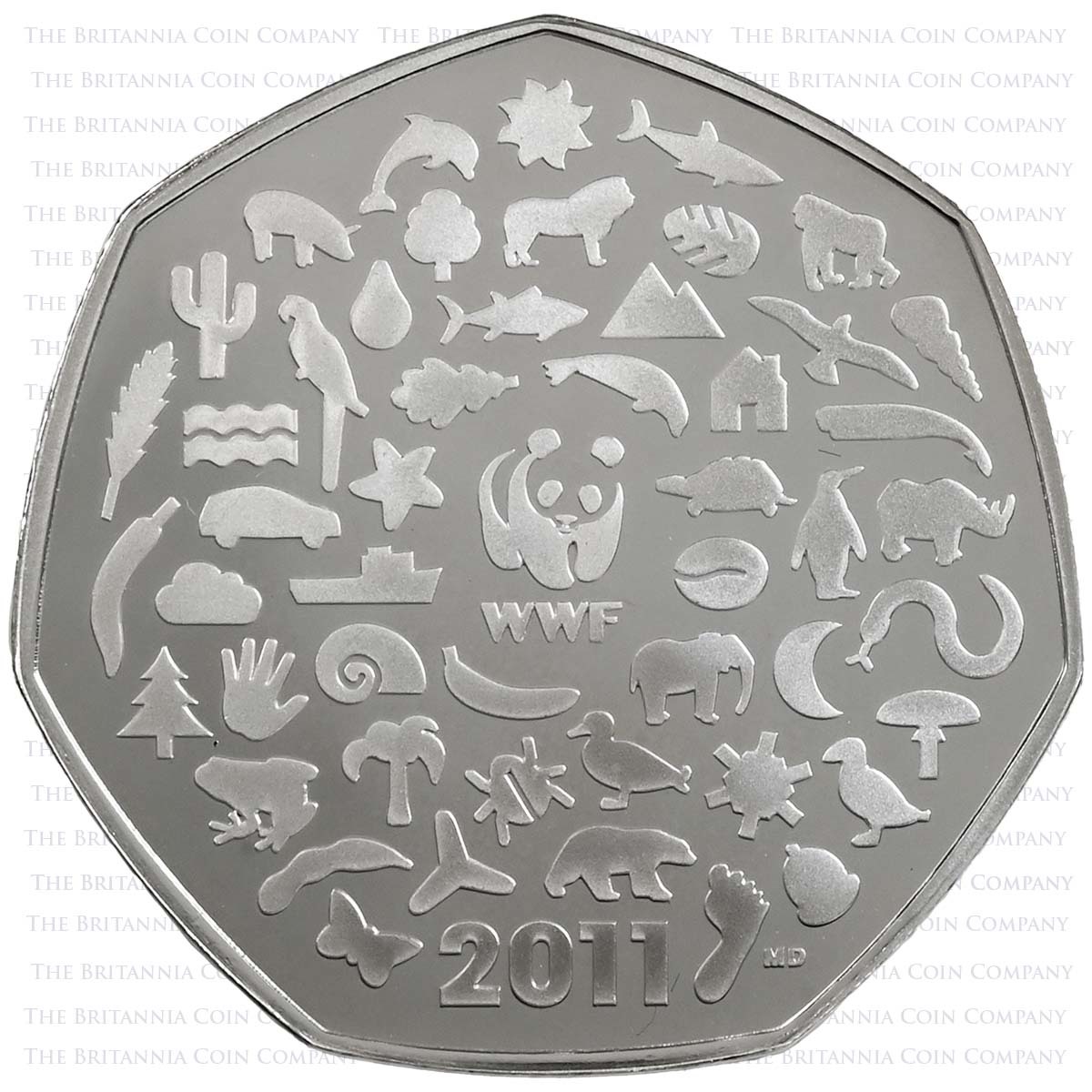 UKWWFSP 2011 WWF World Wildlife Fund 50p Silver Proof Reverse