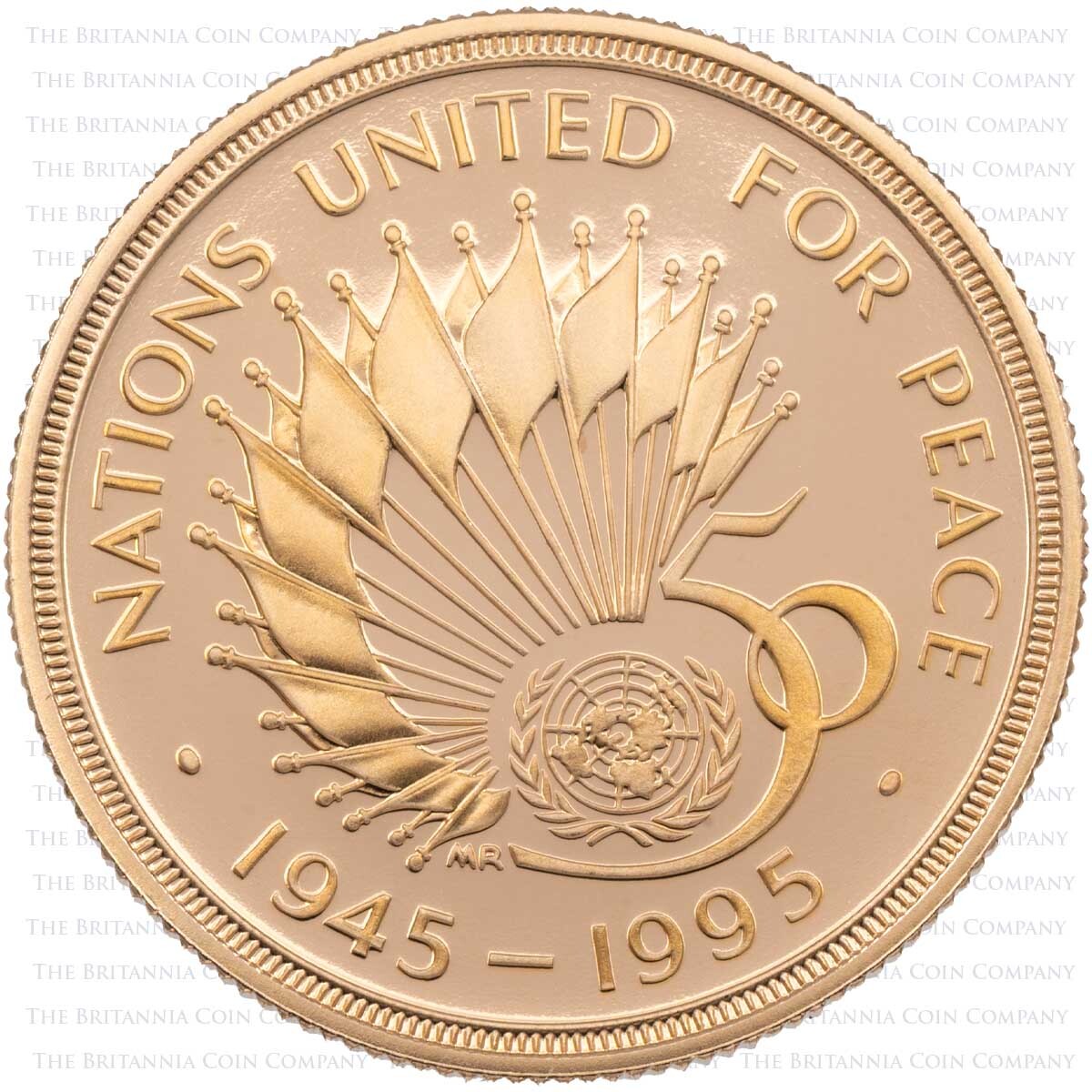 UNAUKGP 1995 United Nations Two Pound Gold Proof Coin Reverse
