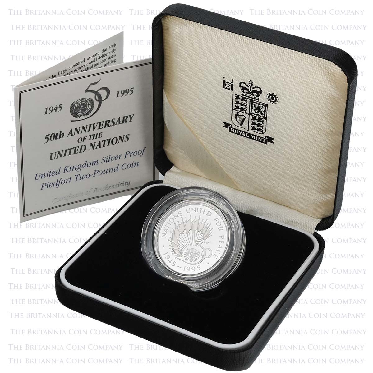 1995 Nations United for Peace £2 Piedfort Silver Proof Boxed