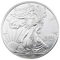 US08AES1 2008 American Eagle One Ounce Silver United States Bullion Coin thumbnail