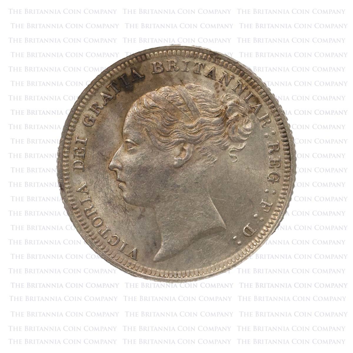1886 Victoria Sixpence A5 Young Head Dot in DEI Obverse