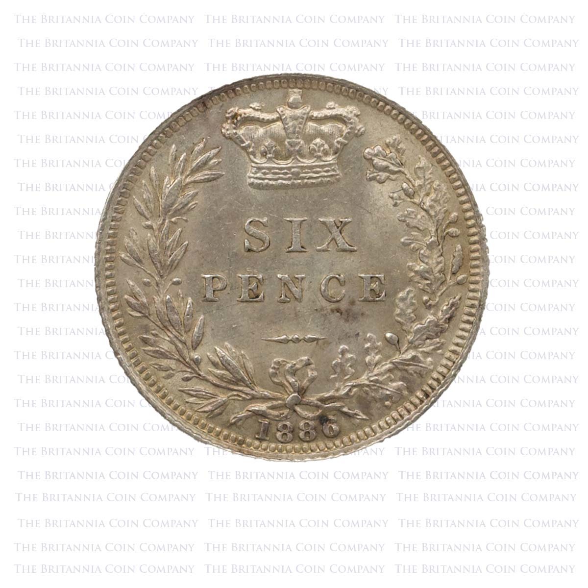 1886 Victoria Sixpence A5 Young Head Dot in DEI Reverse
