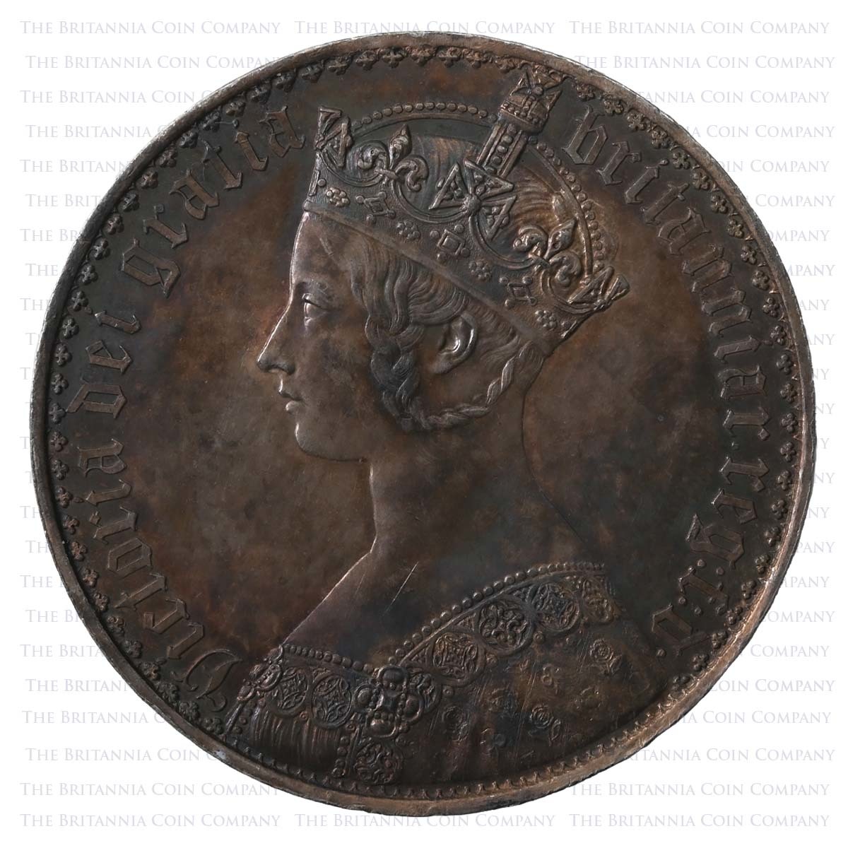 1847 Queen Victoria Gothic Crown Unidecimo About Uncirculated Obverse