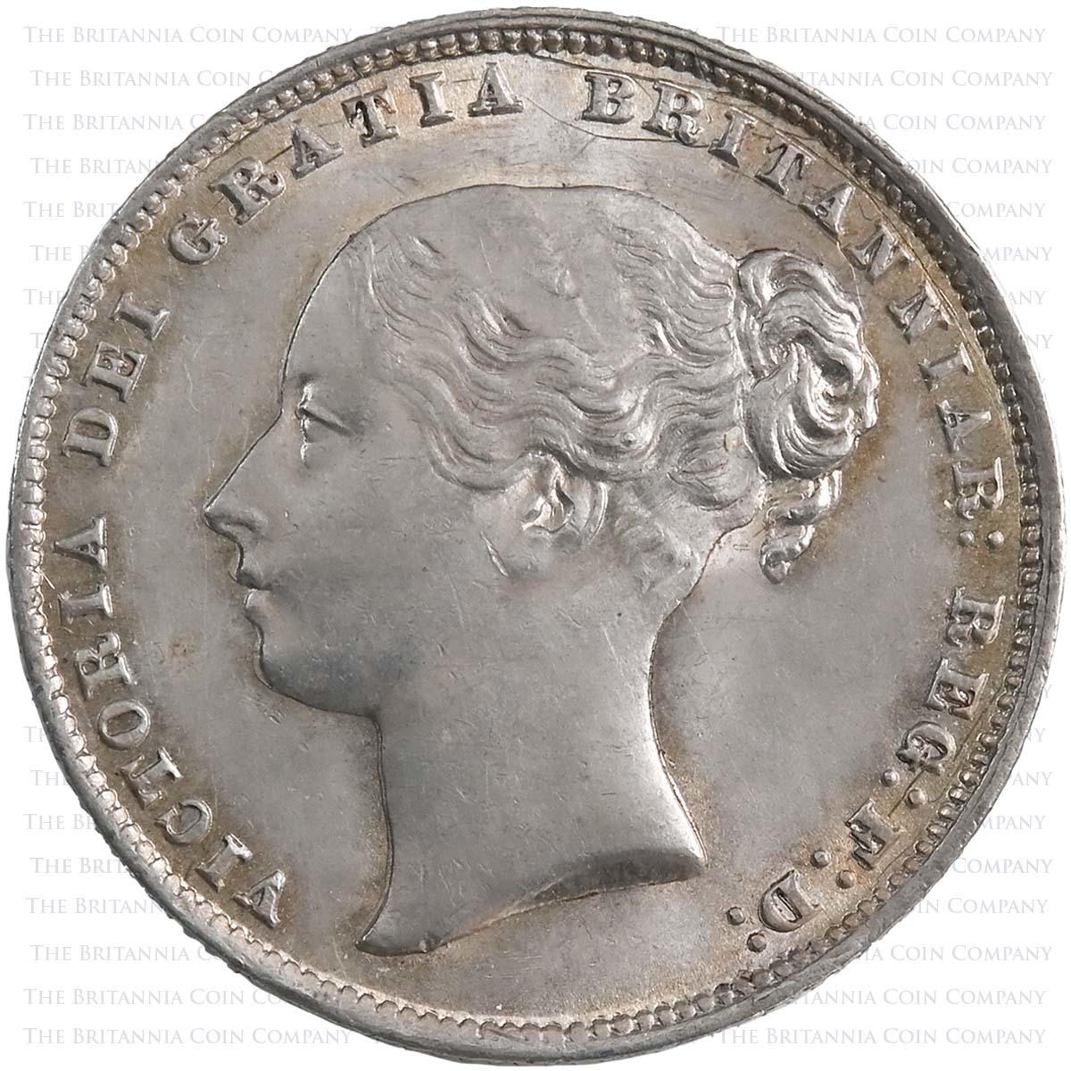 1866 Victoria Shilling A4 Young Head Die 5 Obverse