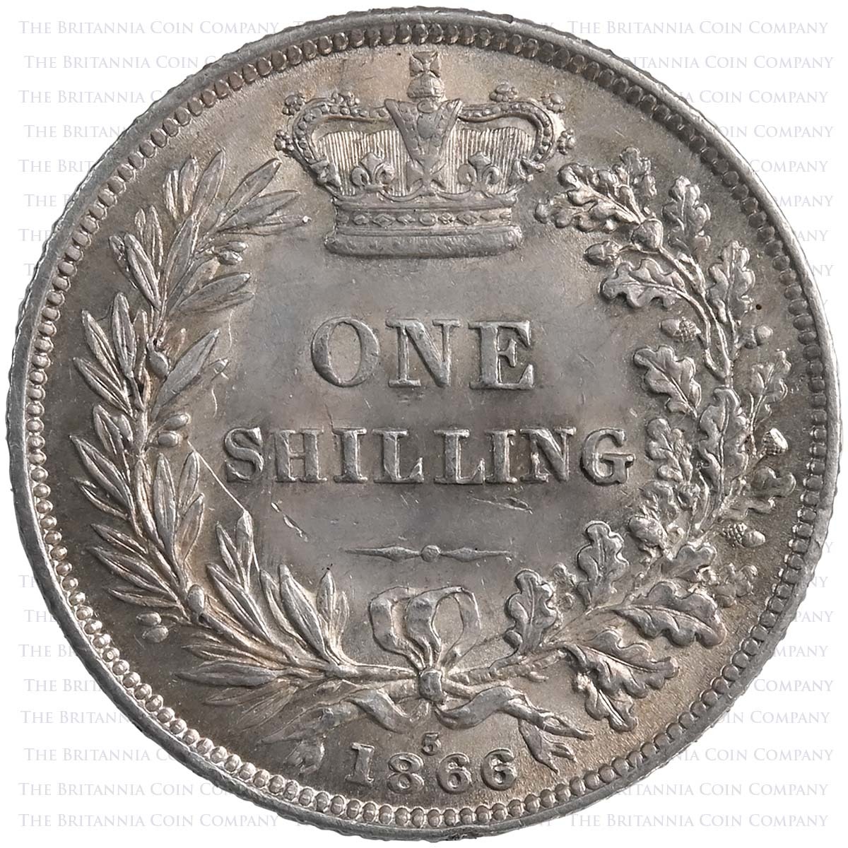 1866 Victoria Shilling A4 Young Head Die 5 Reverse