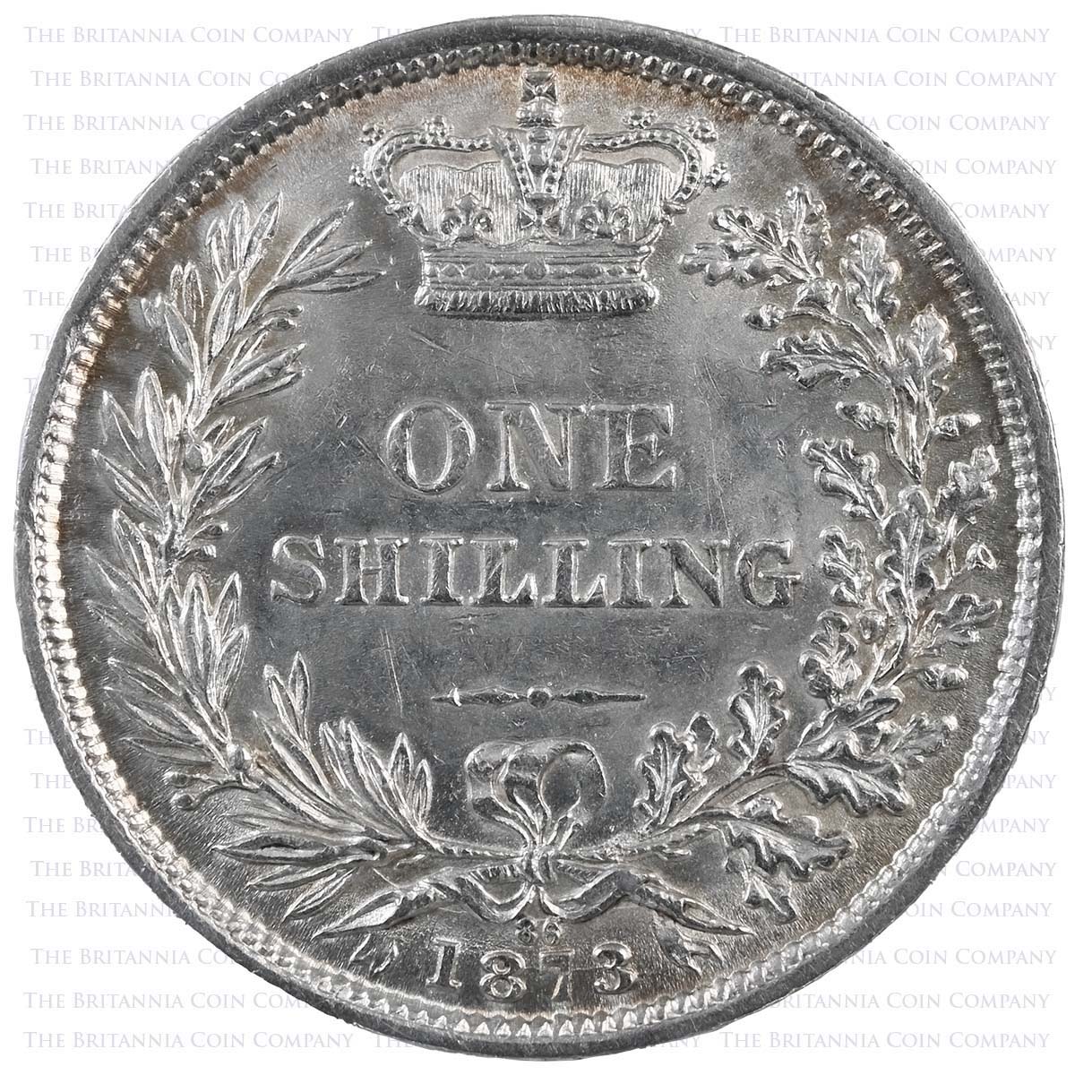1873 Victoria Shilling A6 Die 86 6 Over 6 Reverse