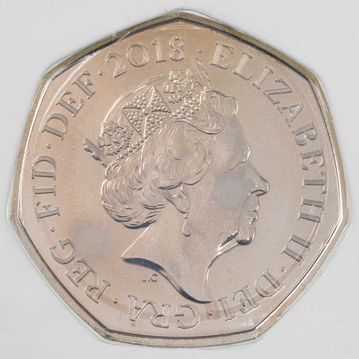 VC17SYOC 2018 Sir Isaac Newton Fifty Pence Strike Your Own Brilliant Uncirculated Innovation In Science Coin Obverse
