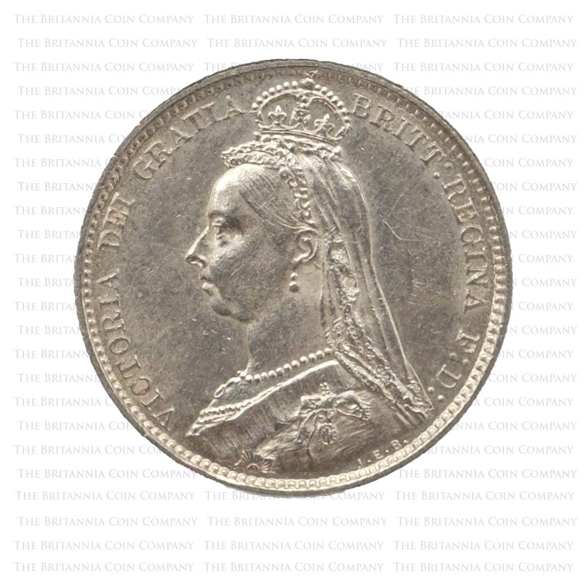 1891 Victoria Sixpence Jubilee Head Obverse