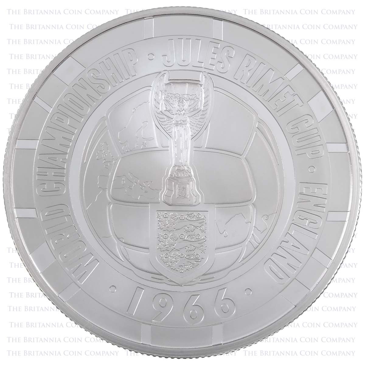 WC16SP 2016 Alderney 1966 FIFA Football World Cup 50th Anniversary Five Pound Crown Silver Proof Coin Reverse