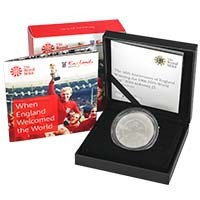 WC16SP 2016 Alderney 1966 FIFA Football World Cup 50th Anniversary Five Pound Crown Silver Proof Coin Thumbnail