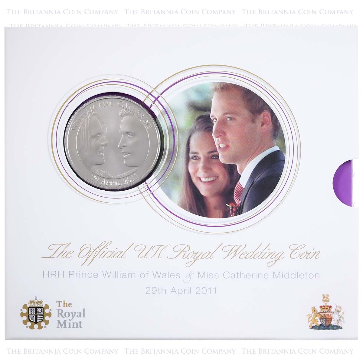 2011 Royal Wedding Kate William Five Pound Crown Brilliant Uncirculated Coin In Folder