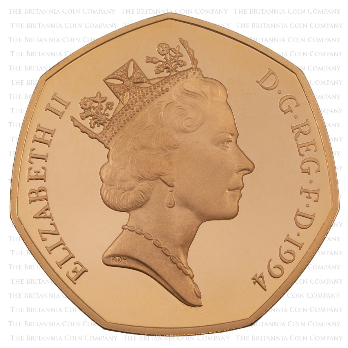 1994 D-Day 50th Anniversary Gold Proof Three-Coin Set 50p Obverse