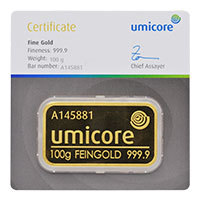 Umicore 100g Gold Bar