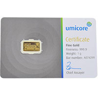 Umicore 1g Gold Bar